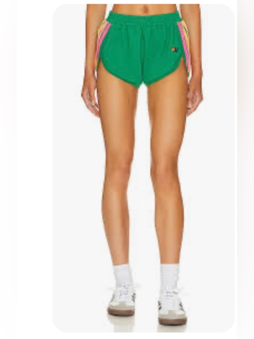 Aviator Nation Green Athletic Shorts with Pink and Yellow Trim